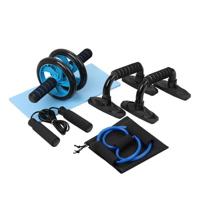 TotalFit Pro Home Gym Set: Abdominal Wheel Roller, Push-Up Bar, and Jump Rope