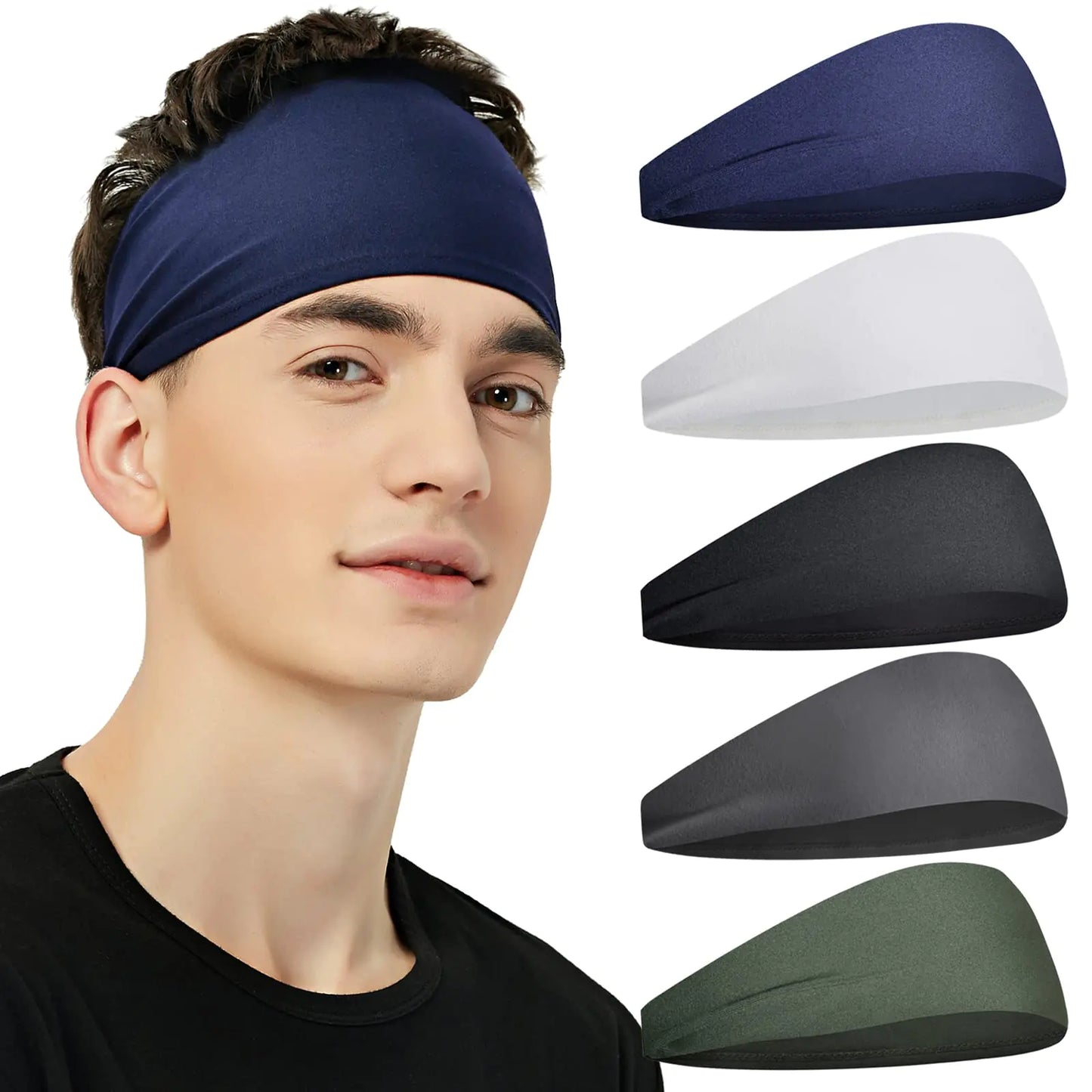 Moisture-Wicking Sports Headbands (5-Pack)