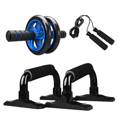 TotalFit Pro Home Gym Set: Abdominal Wheel Roller, Push-Up Bar, and Jump Rope