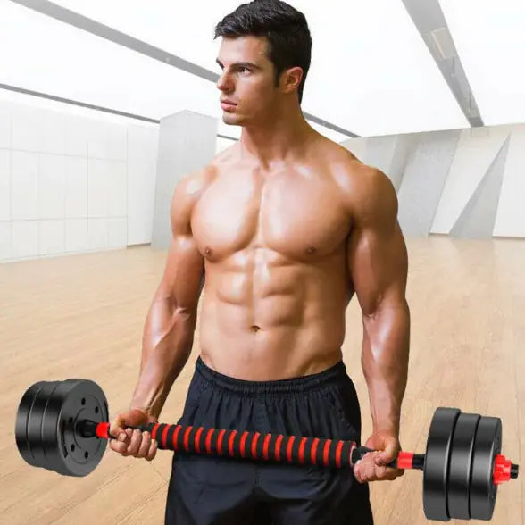 Home Training Arm Muscle Rubber Coating Dumbbell & Barbell Fitness Equipment