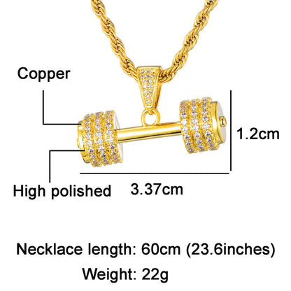 PowerChain™ - Iced Out Dumbbell Pendant Necklace