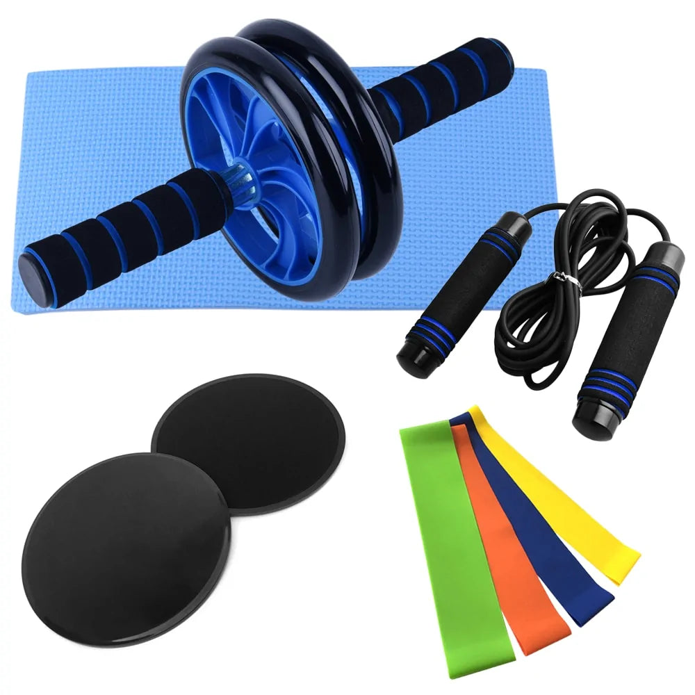 TotalFit Pro Home Gym Set: Abdominal Wheel Roller, Push-Up Bar, and Jump Rope