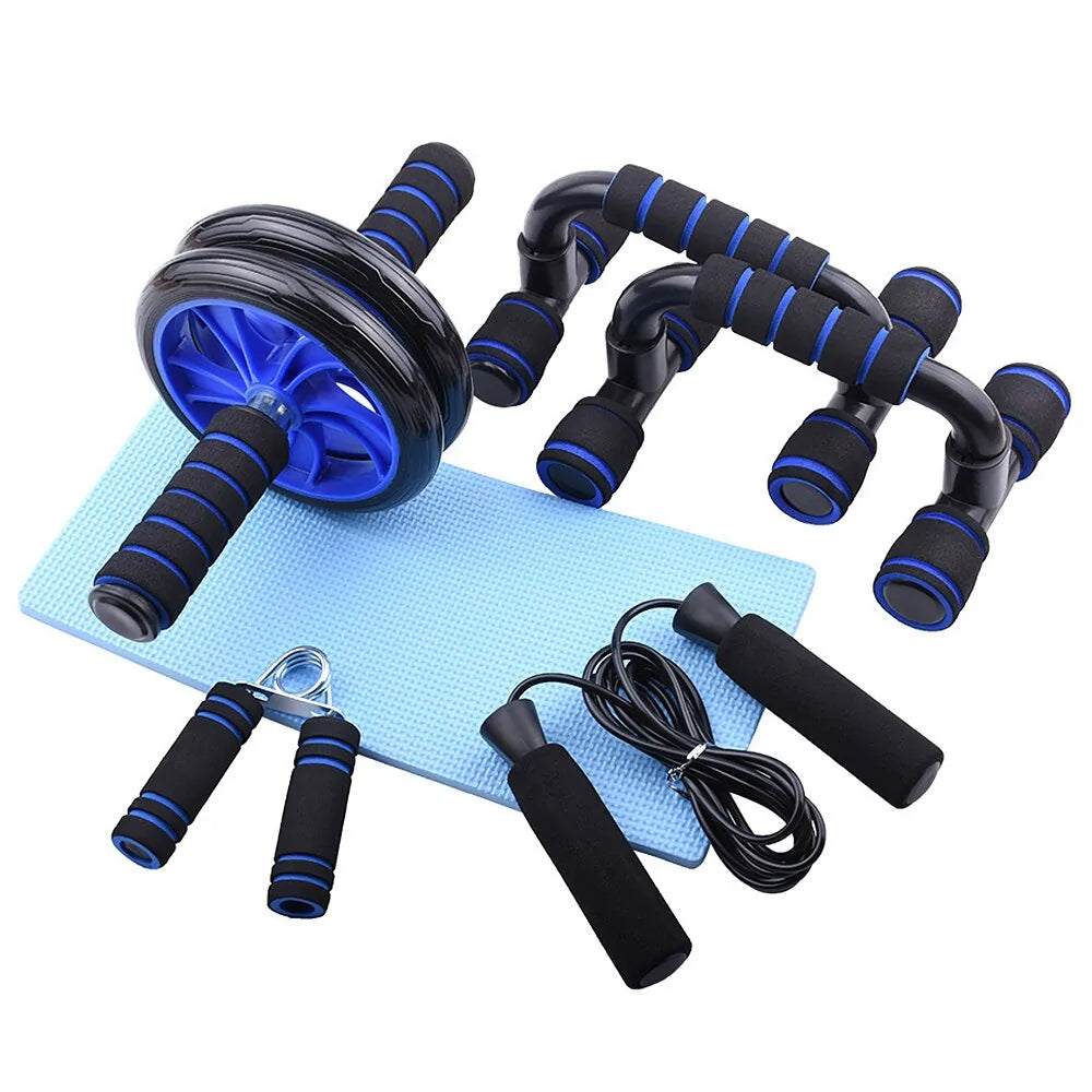 TotalFit Pro Home Gym Set: Abdominal Wheel Roller, Push-Up Bar, and Jump Rope