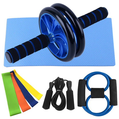 TotalFit Pro Home Gym Set: Abdominal Wheel Roller, Push-Up Bar, and Jump Rope