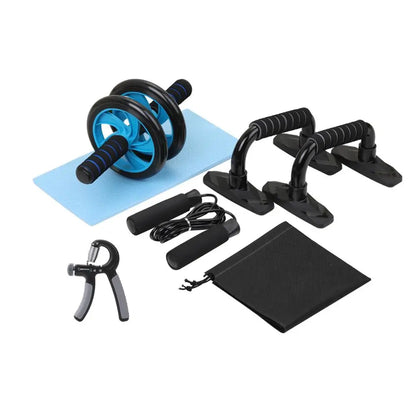 TotalFit Pro Home Gym Set: Abdominal Wheel Roller, Push-Up Bar, and Jump Rope