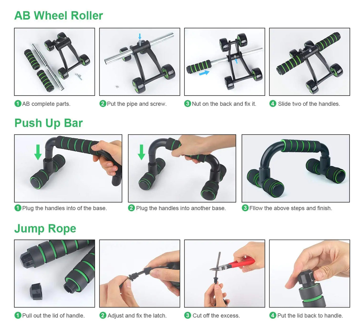 Set of 10 Pcs Ab Wheel Roller Kit