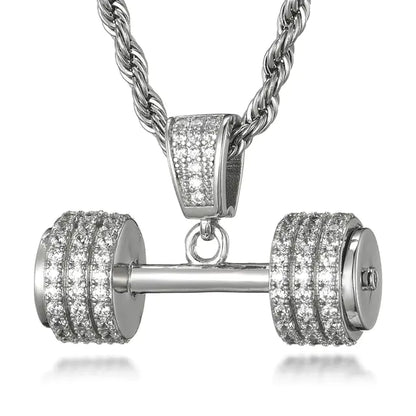 PowerChain™ - Iced Out Dumbbell Pendant Necklace